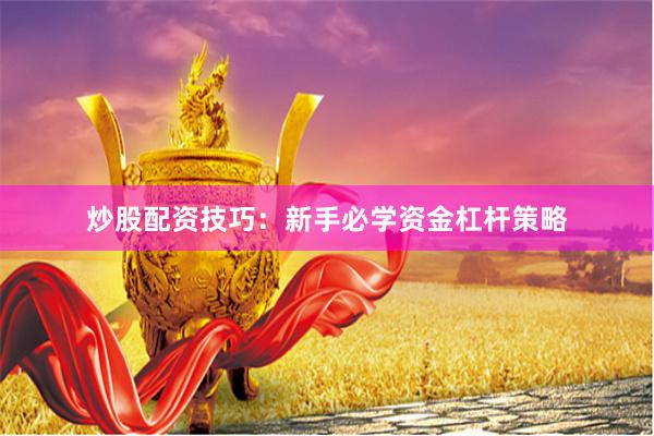 炒股配资技巧：新手必学资金杠杆策略